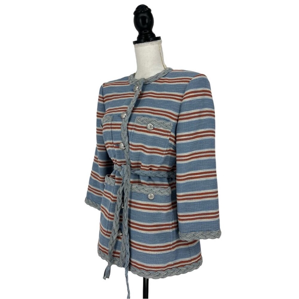 VERONICA BEARD  Ginerva Braided-Rope Tie Jacket Blue - Picture 6 of 16